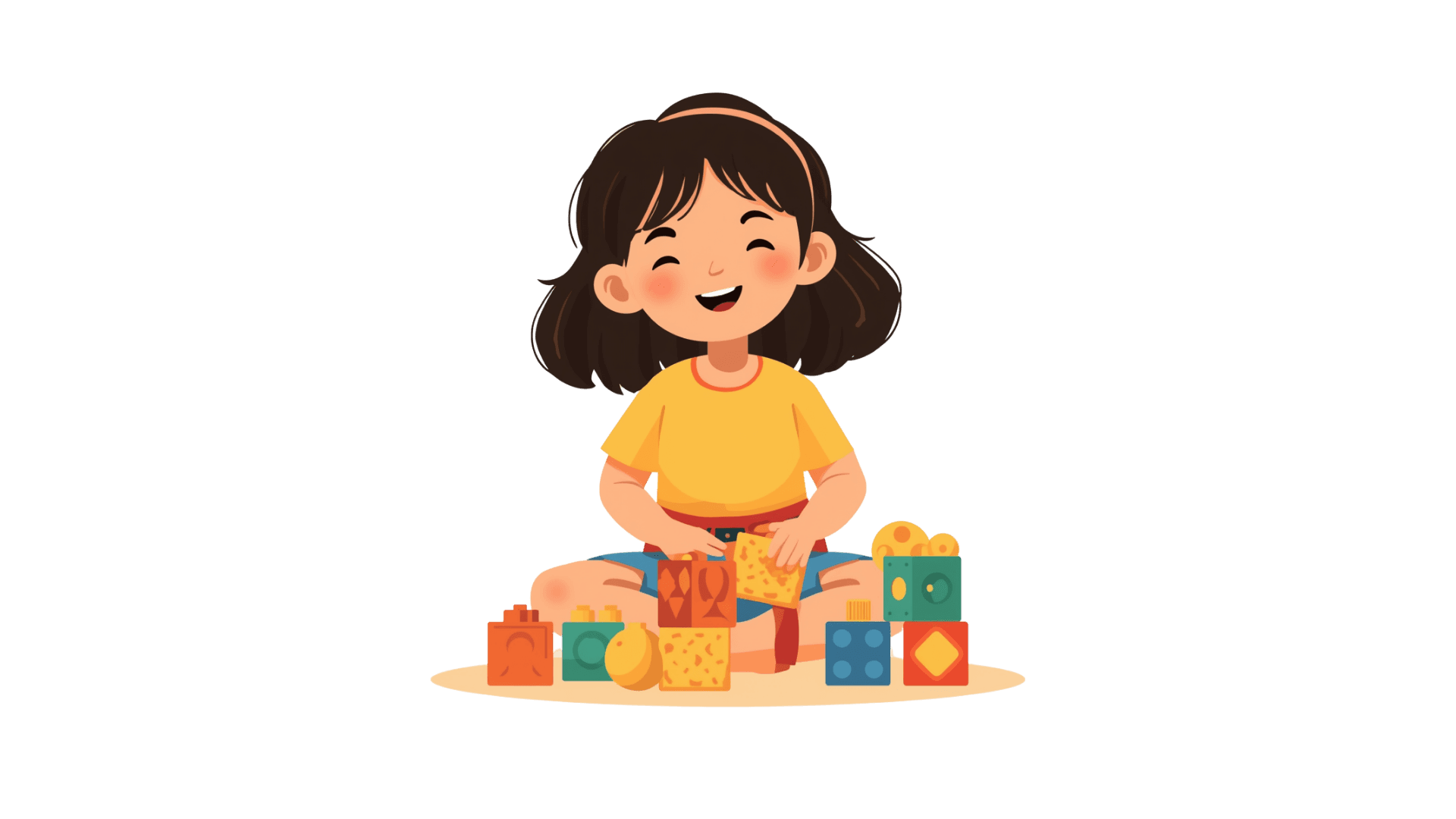 Girl building blocks